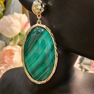 Rarities Malachite Gold-Plated Drop Earrings